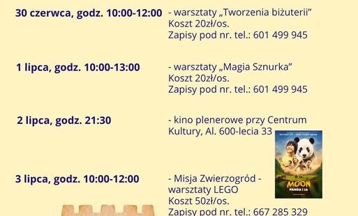 Zdjęcie przedstawia zapowiedź Wakacji 2026 z Centrum Kultury w Kleczewie
